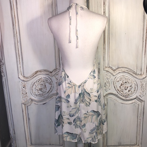Show Me Your Mumu Tropical Print Plunge Back Front Lace Halter Strap Dress S/S - Picture 7 of 10